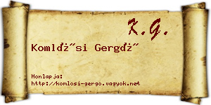 Komlósi Gergő névjegykártya